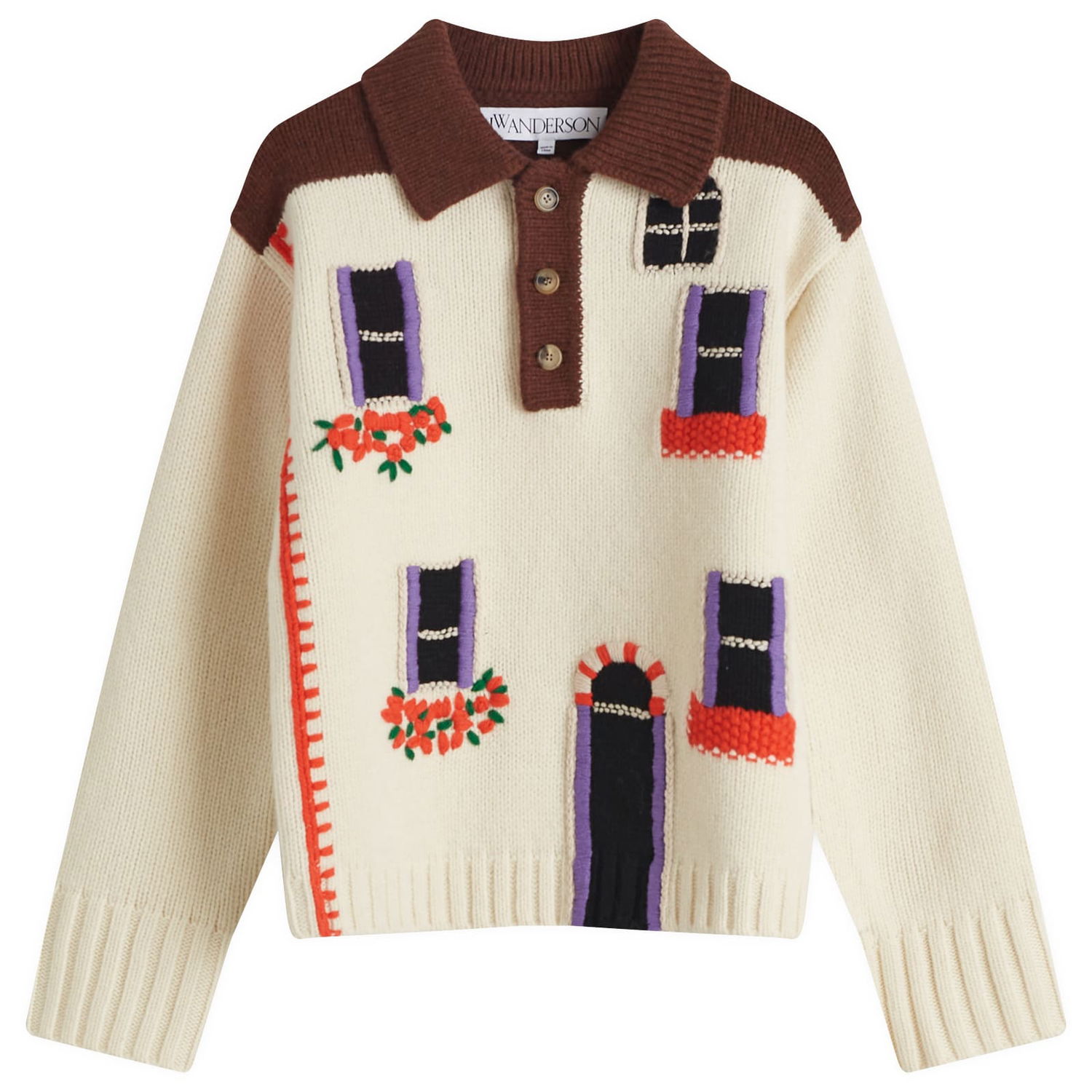 Sweater JW Anderson House Polo Knit Jumper Hvid | KW1405-YN0413-130, 1