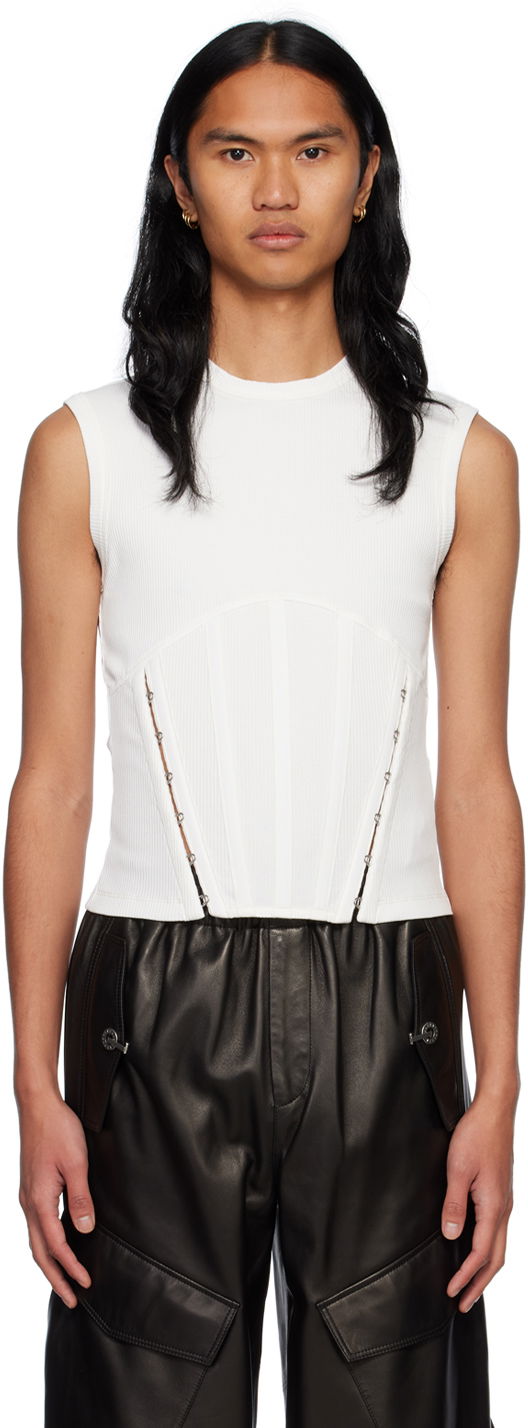 Tanktop Dion Lee Ribbed Corset Tank Top Hvid | C3088R23