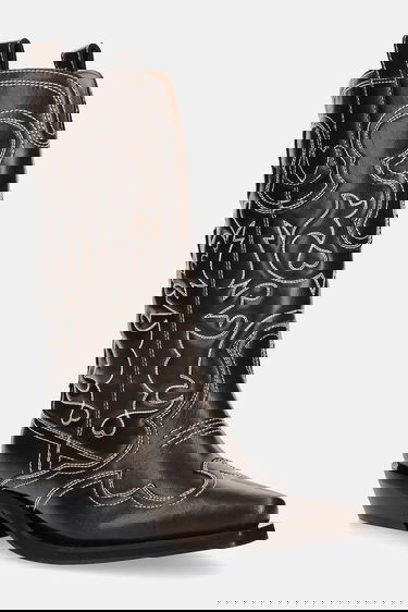 Sneakers og sko GANNI GANNI Mid Shaft Embroidered Western Boots Brun | S3112, 0