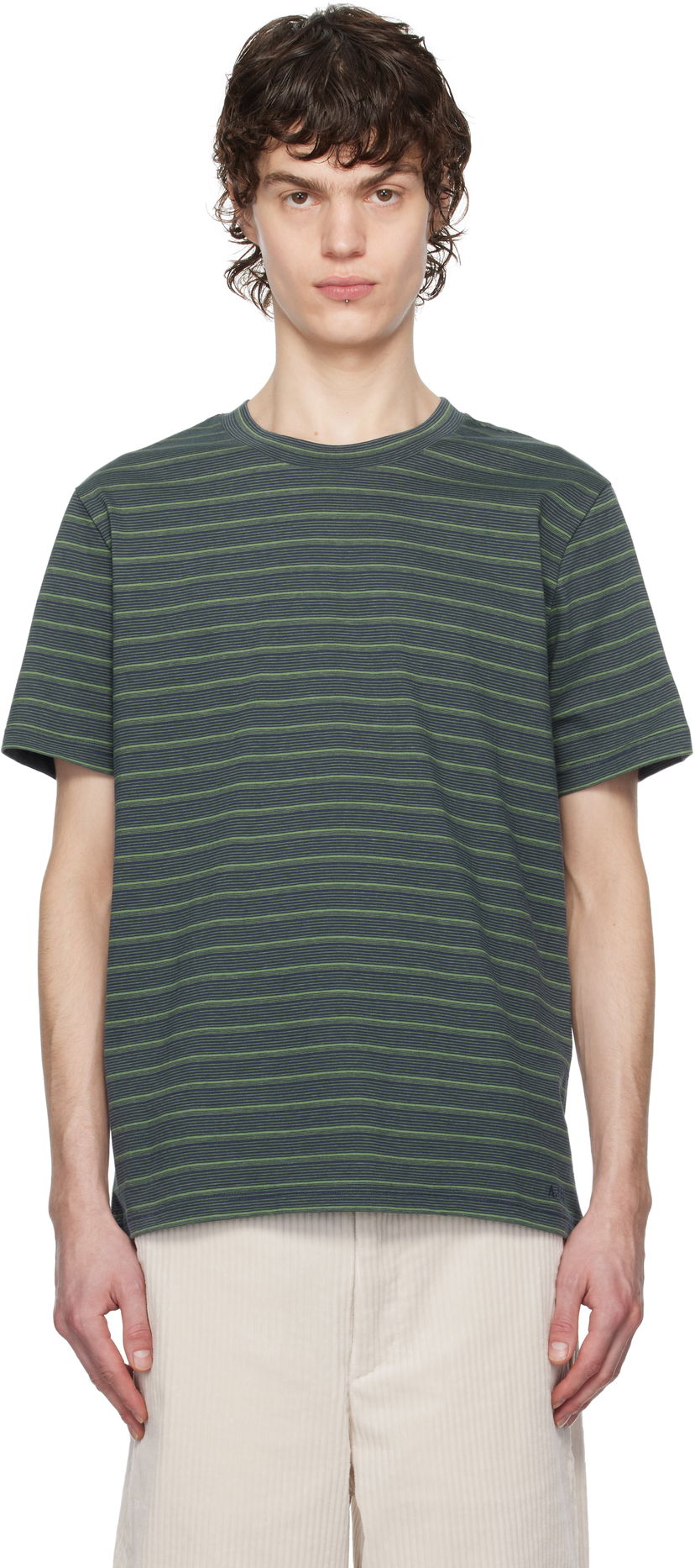 T-shirt A.P.C. A.P.C. Aymeric Striped T-Shirt Grøn | COHGX-H26132