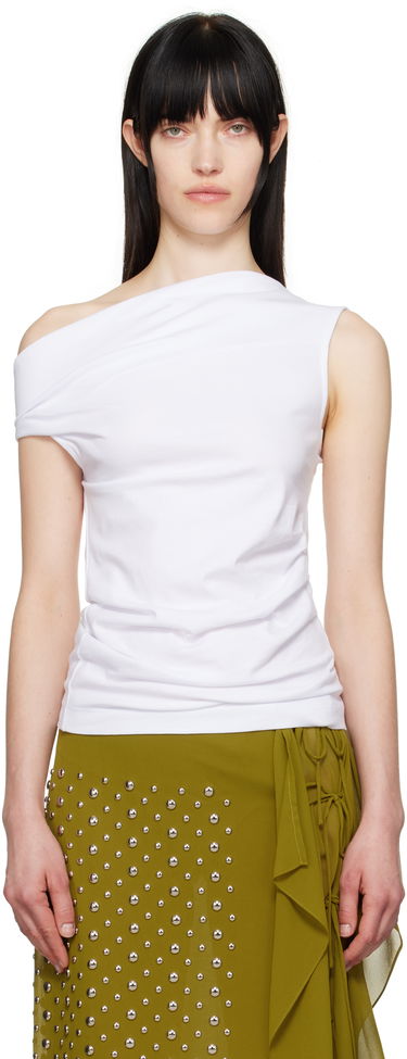 Tanktop Dries Van Noten Dries Van Noten Off-Shoulder Jersey Tank Top Hvid | 251-011143-1603, 0