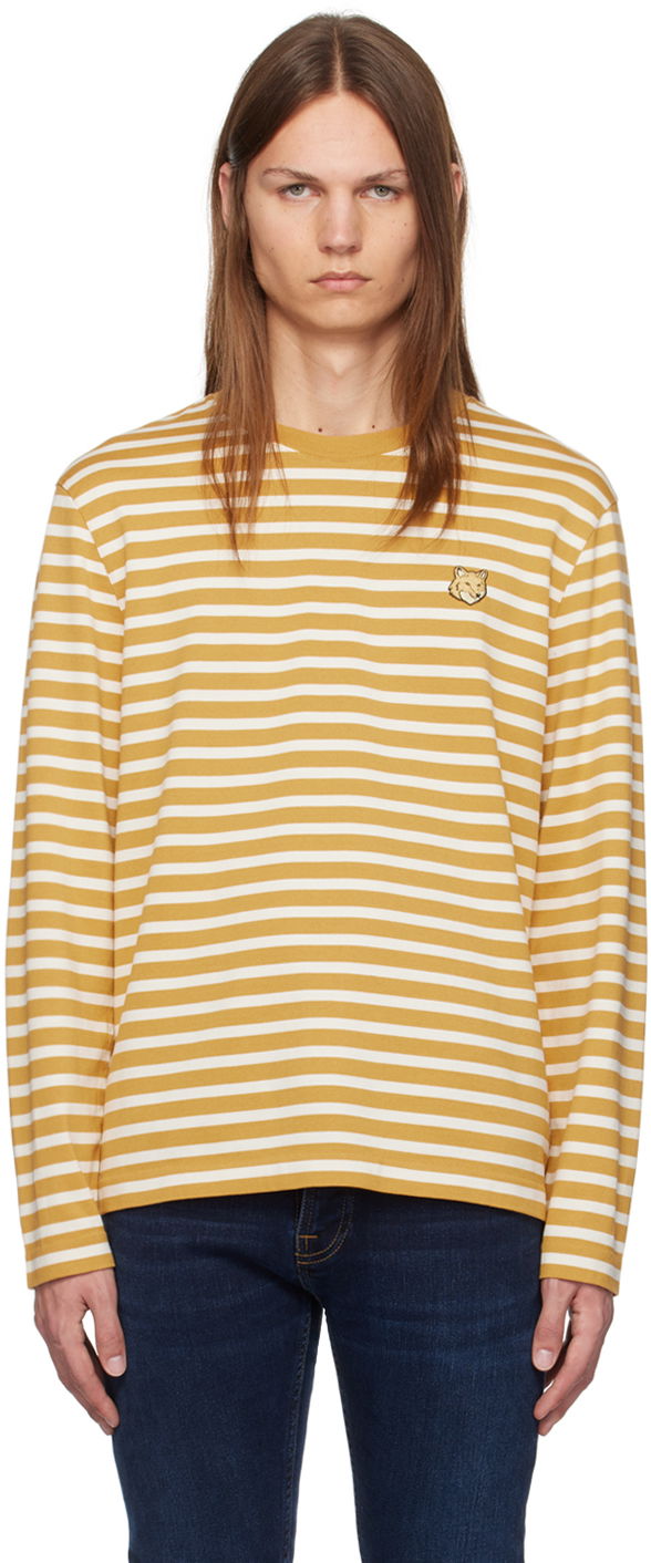 T-shirt MAISON KITSUNÉ Maison Kitsuné Yellow Bold Fox Head Patch Regular Marin T-shirt Gul | NM00106KJ0044