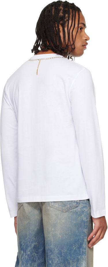 T-shirt Marine Serre Marine Serre Trompe L'Œil Jewelry Jersey LS T-Shirt Hvid | MTT076ACJER0092, 2