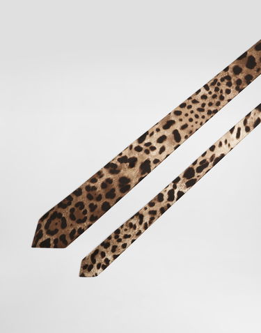 Tilbehør Dolce & Gabbana Dolce & Gabbana Satin Tie with Leopard Print Brun | GT181EFS1GTHY13M, 2