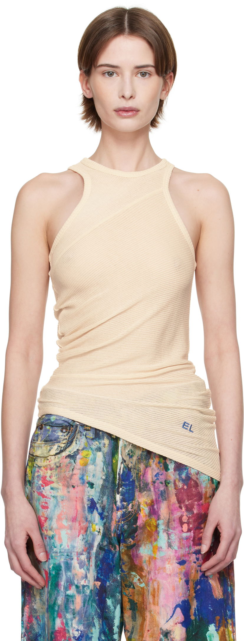 Tanktop Eckhaus Latta Eckhaus Latta Spiral Tank Top Beige | 1108-EL-PS25-O -