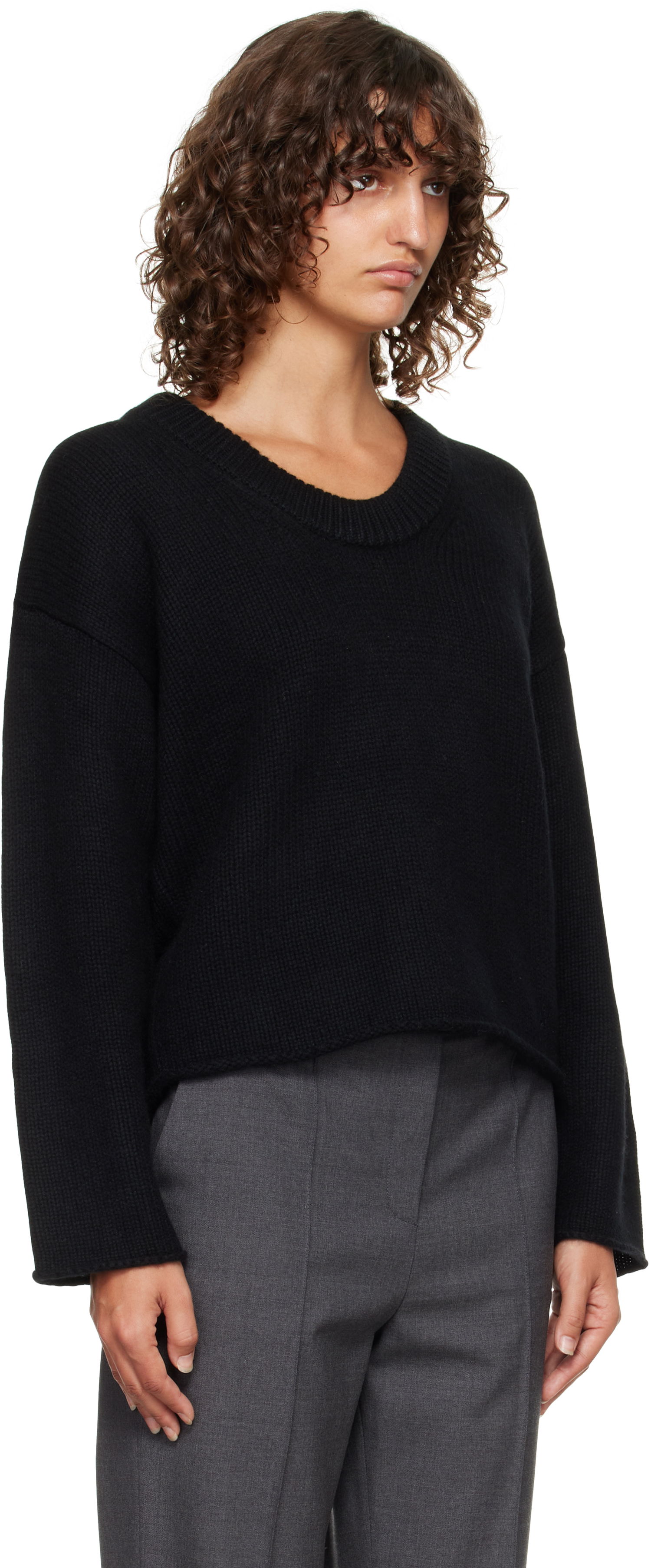Sweater Loulou de Saison Loulou de Saison Derry Plunging U Neck Sweater Sort | DERRY, 1