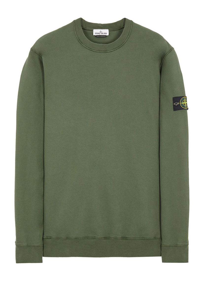 Sweater Stone Island Brushed Cotton Fleece Crewneck Grøn | 751563020v0055-9382