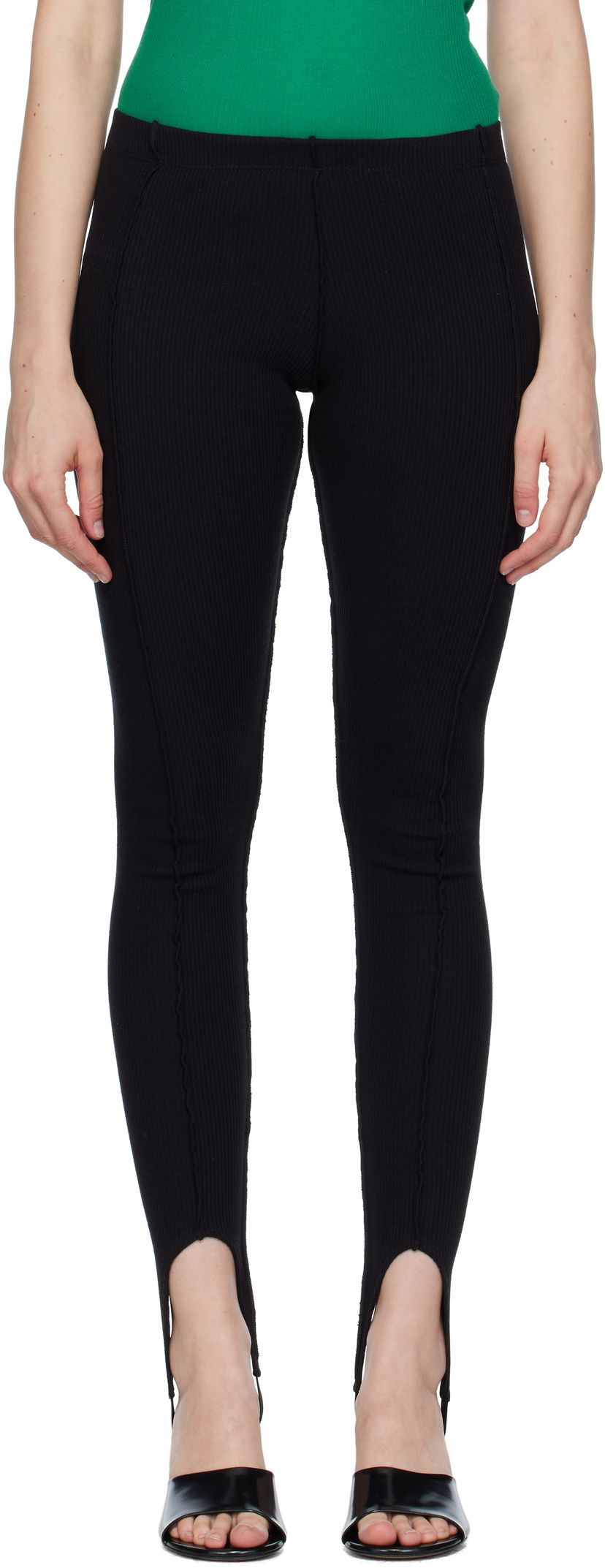 Leggings Baserange Baserange Sync Ribbed Stirrup Leggings Sort | PASL-RCR-AU25