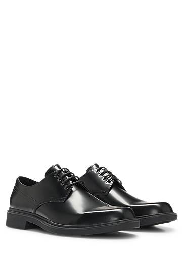 Tøj og tilbehør BOSS Leather Derby Shoes with Metal Eyelets Sort | 50536164, 0
