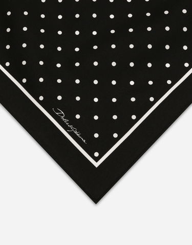 Tørklæde Dolce & Gabbana Silk Twill Polka Dot Scarf Sort | FN093RGDCLAHN5GD, 1