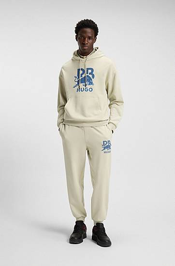 Træningsdragt BOSS RB cotton-terry tracksuit bottoms with bull graphic Beige | 50549309, 1