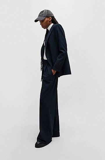 Bukser BOSS Regular-Fit Pleated Trousers Mørkeblå | 50530103, 1