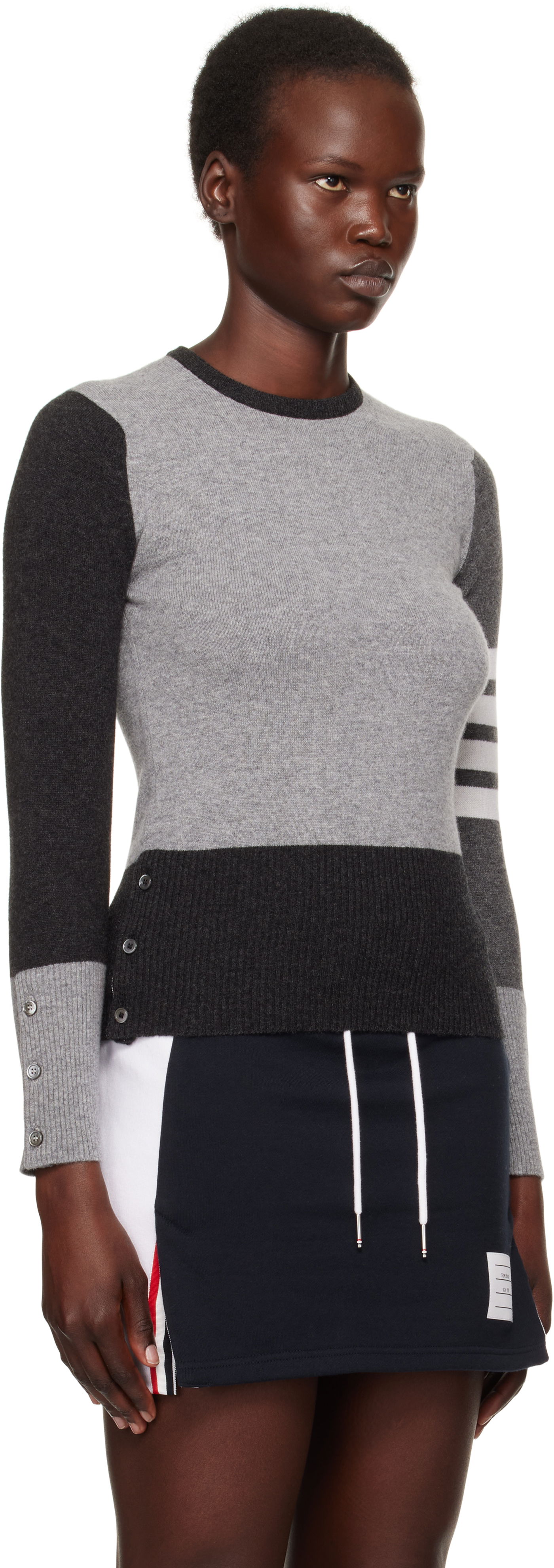 Sweater Thom Browne Colorblock Crew Neck Sweater Grå | FKA001F-00011, 1