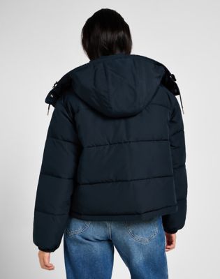 Puffer jakke Lee Hooded Short Puffer Jacket Sort | 112355162