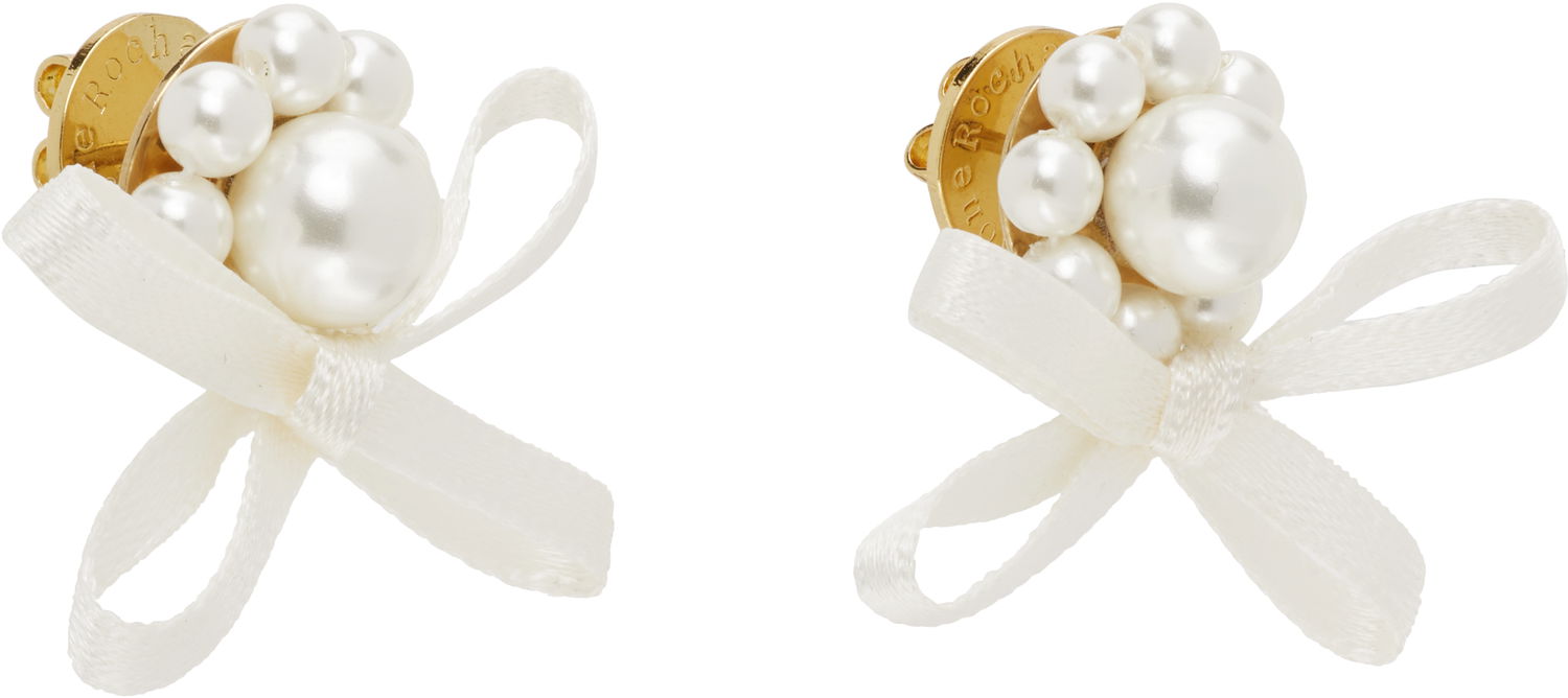 Øreringe Simone Rocha Simone Rocha Petite Bow Daisy Stud Earrings Hvid | ERG552 0904, 1