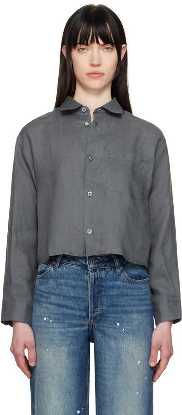 Skjorte A.P.C. A.P.C. Sophie Cropped Linen Shirt Grå | LIAEK-F12627, 0