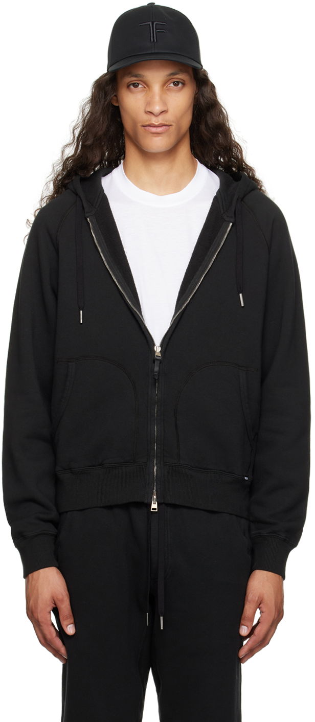 Sweatshirt Tom Ford Garment-Dyed Zip-Up Hoodie Sort | JDL010-JMC006S23
