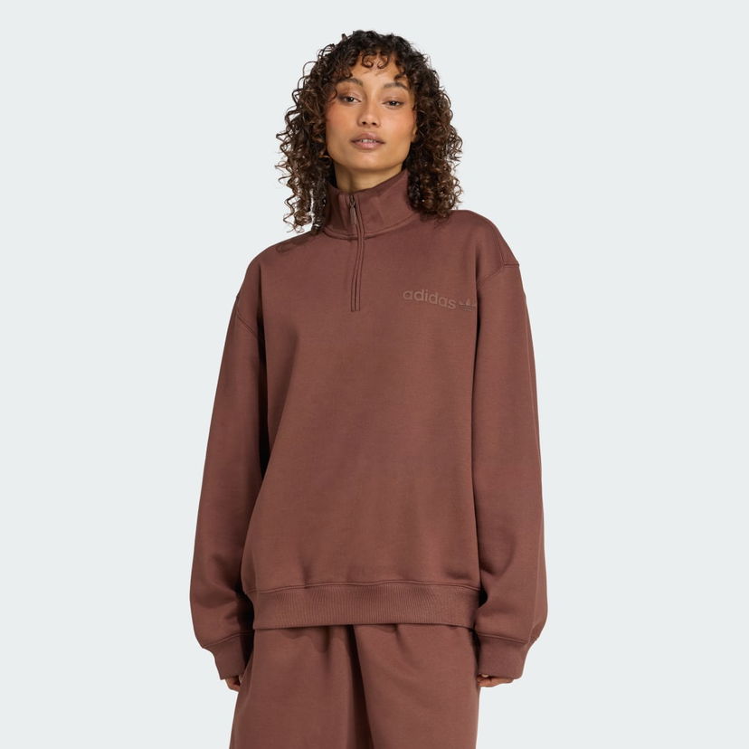 Sweatshirt adidas Performance Essentials Linear Quarter-Zip Oversized Sweatshirt Brun | JW1023