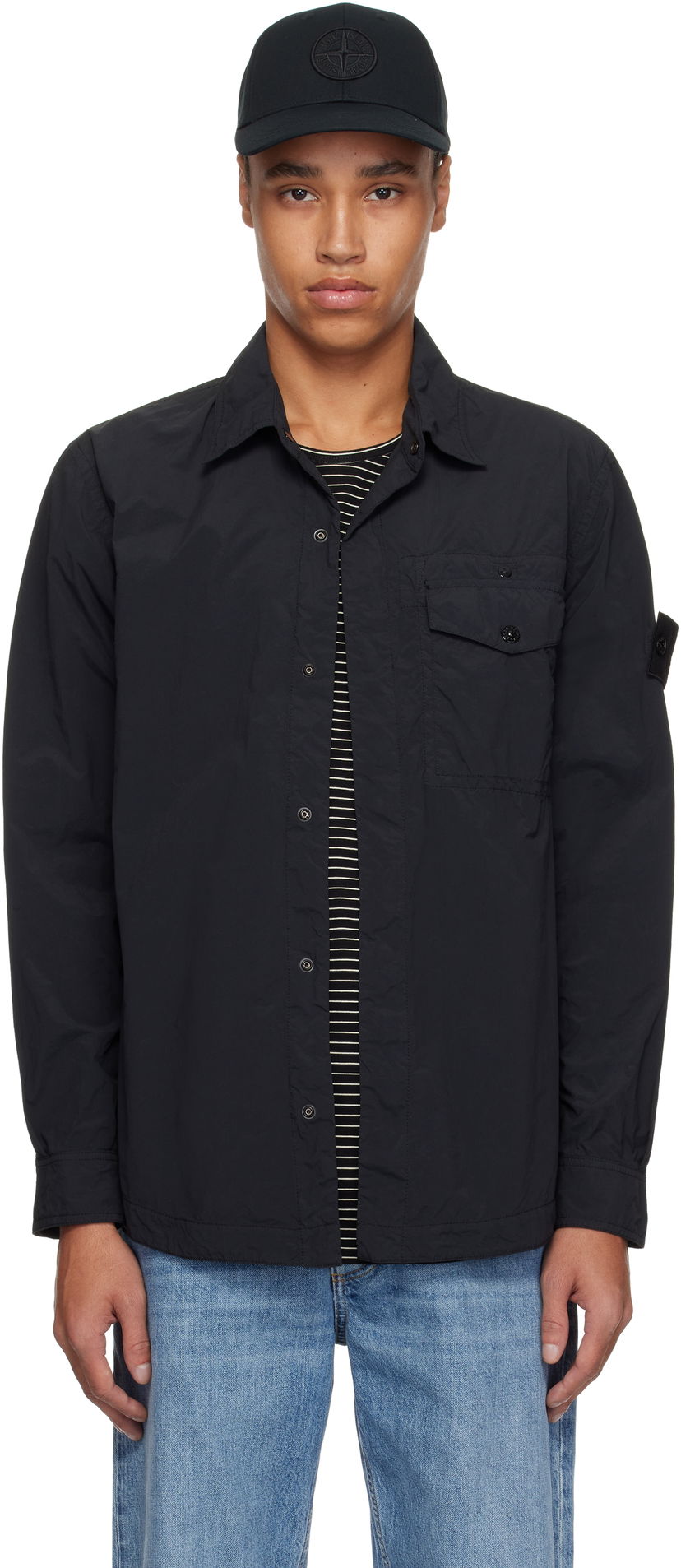 Skjorte Stone Island Stone Island Nylon Overshirt Sort | K1S15 1100003 S00F6