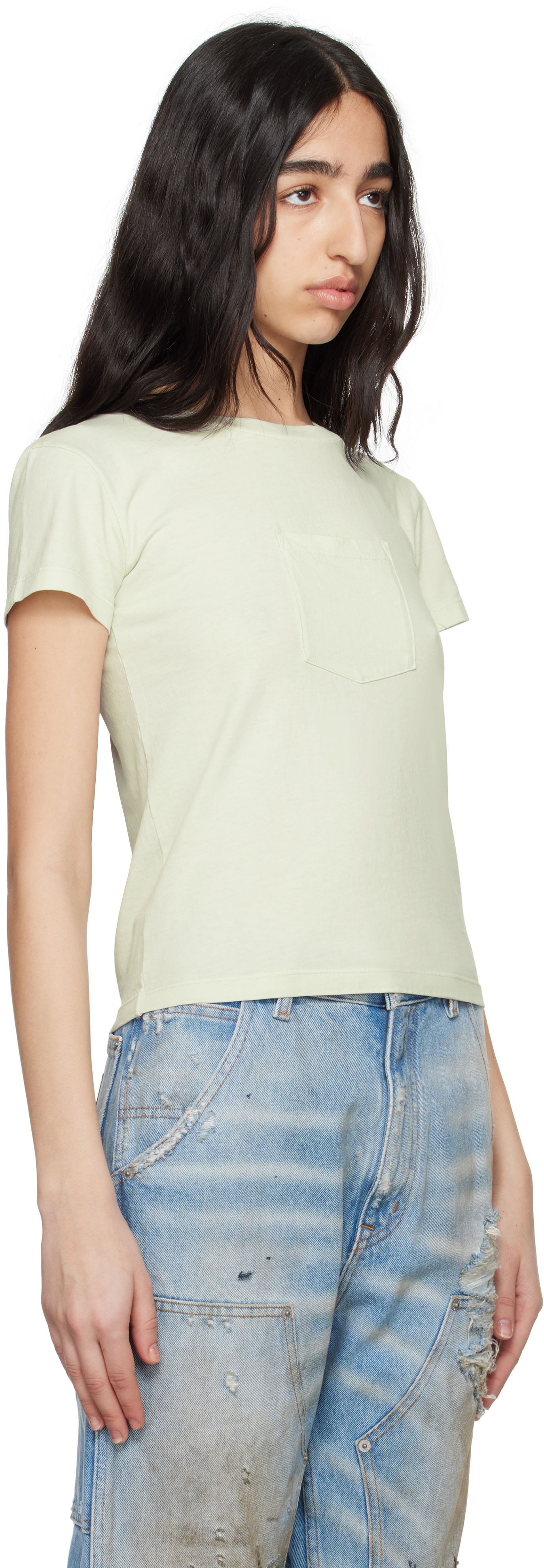 T-shirt Maison Margiela MM6 Maison Margiela Heavy Cotton Jersey Pocket T-Shirt Grøn | S62GD0195 M20108, 1