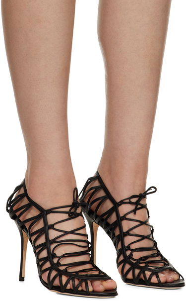 Skopleje Manolo Blahnik Manolo Blahnik Hamza Lace-Up Heeled Sandals Sort | 123-2204, 3
