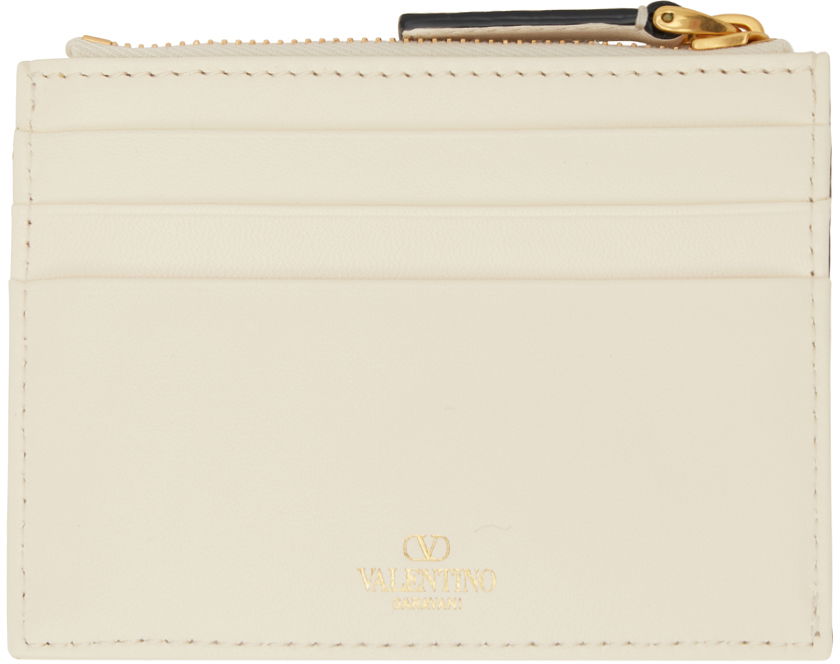 Tegnebog Valentino Garavani Roman Stud Zipper Card Holder Beige | 3W2P0Y06BSF, 1