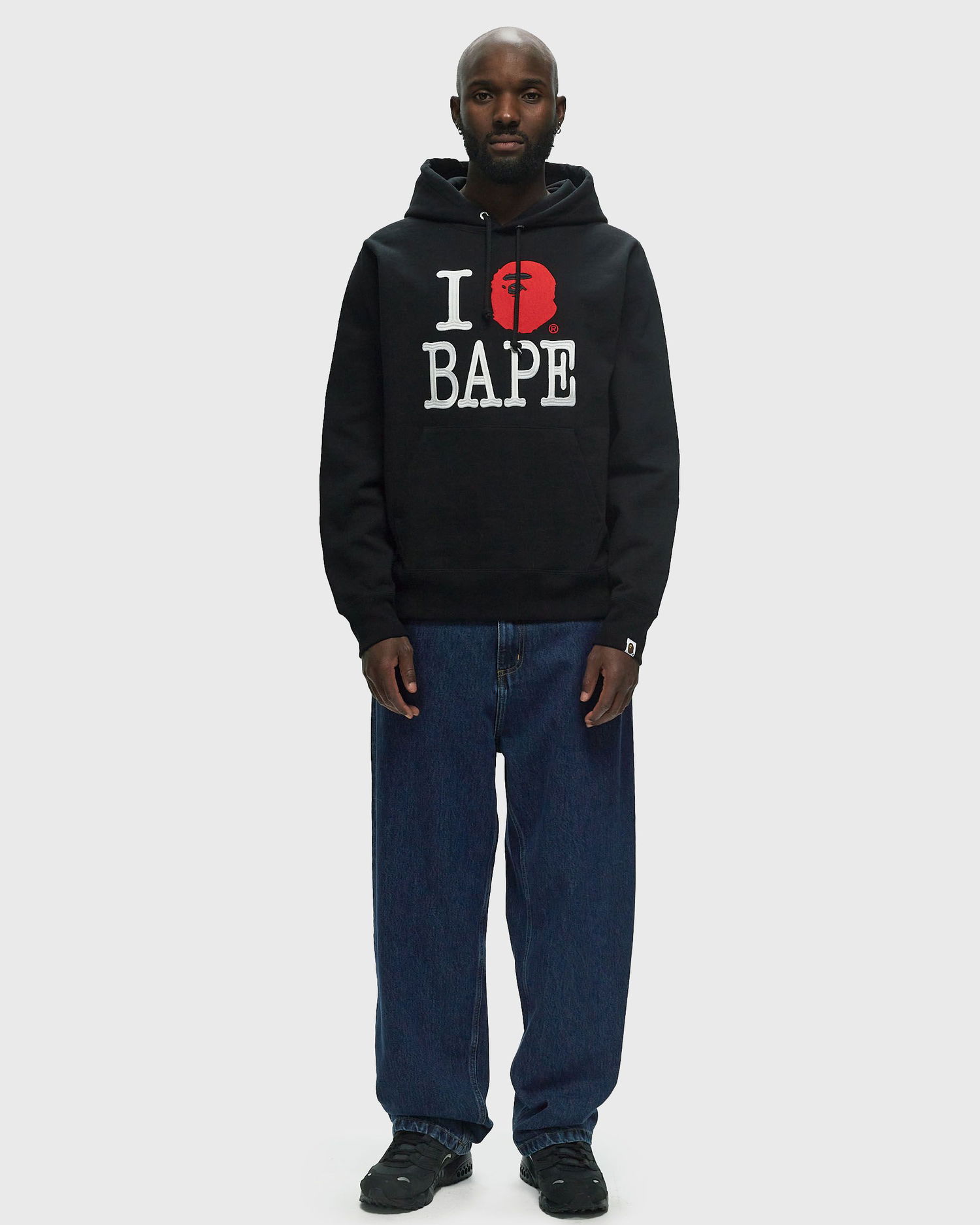 Sweatshirt BAPE I LOVE BAPE Hoodie Black Sort | 001PPK801005MBLK, 1