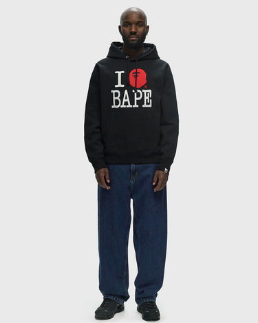 Sweatshirt BAPE I LOVE BAPE Hoodie Black Sort | 001PPK801005MBLK, 1