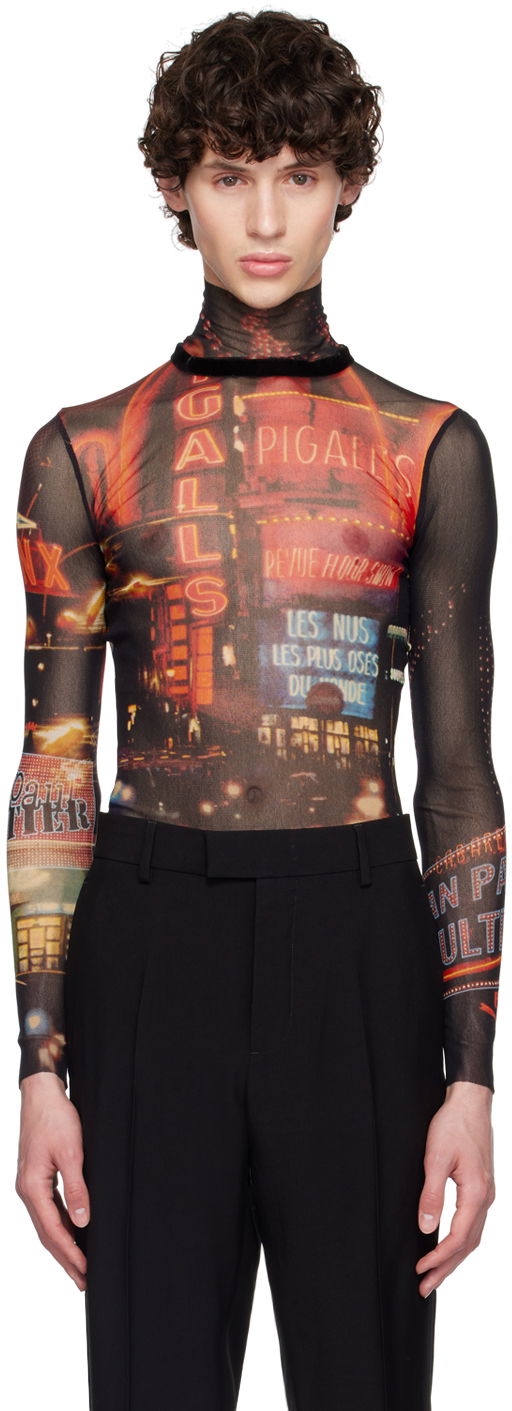 T-shirt Jean Paul Gaultier Jean Paul Gaultier 'The Pigalle' Mesh Turtleneck Top Sort | 24/30-F-TO206-T552-00301550