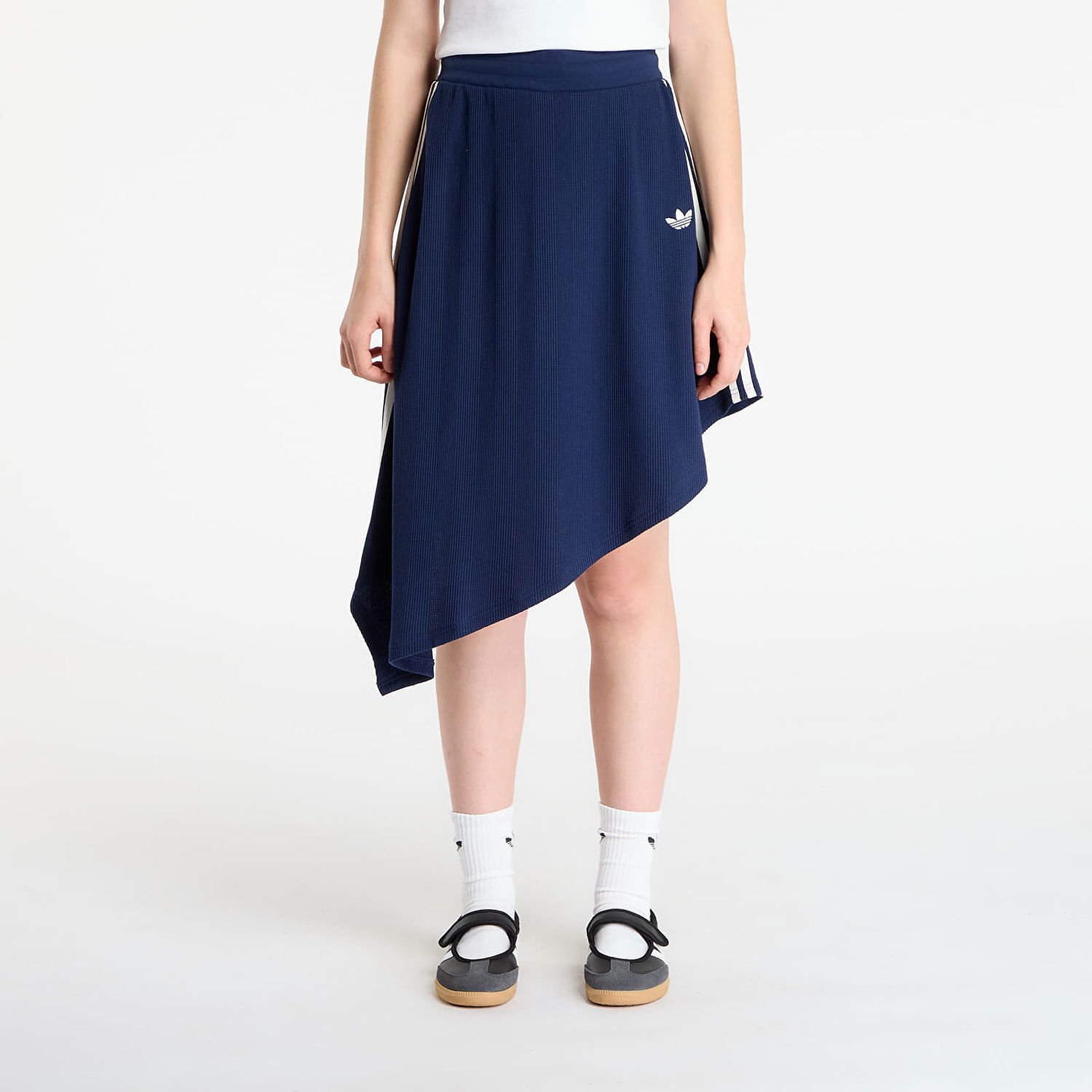 Nederdel adidas Originals Ribbed Asymmetric Skirt with 3-Stripes Mørkeblå | KS7782, 0