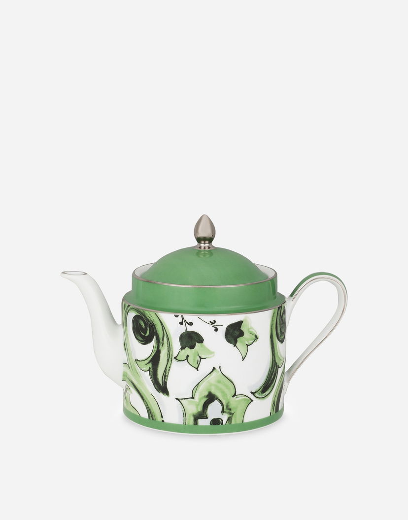 Home decor Dolce & Gabbana Porcelain Teapot With Floral Pattern Grøn | TC0127TCA39UV001