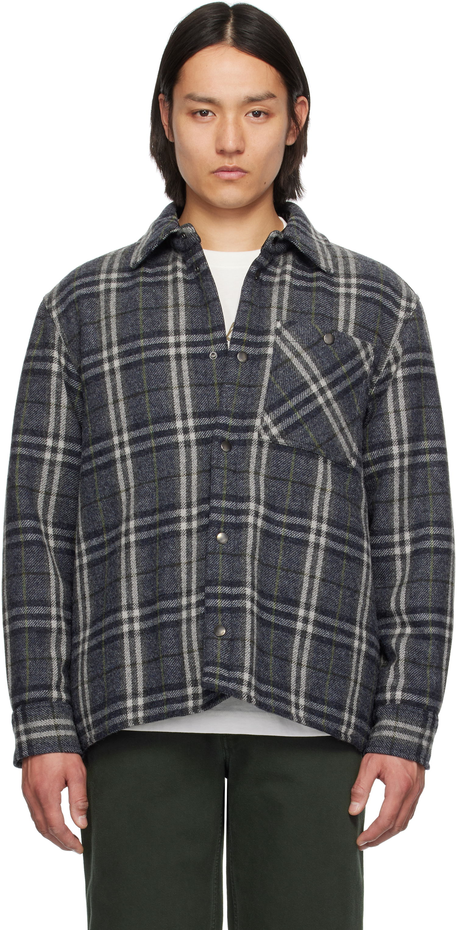 Skjorte Burberry Burberry Check Wool Overshirt Blå | 8102224, 0
