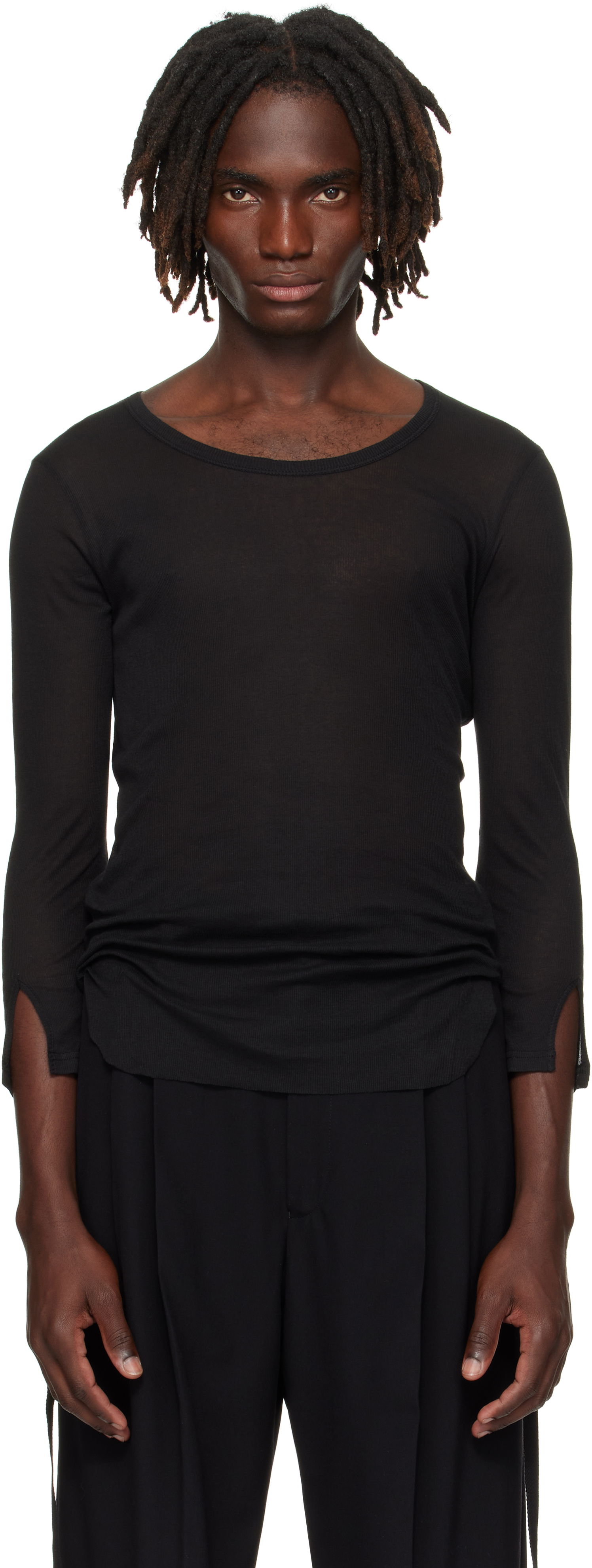 T-shirt Ann Demeulemeester Ann Demeulemeester Margon Long Sleeve T-Shirt Sort | B0012875-FA434-099, 0