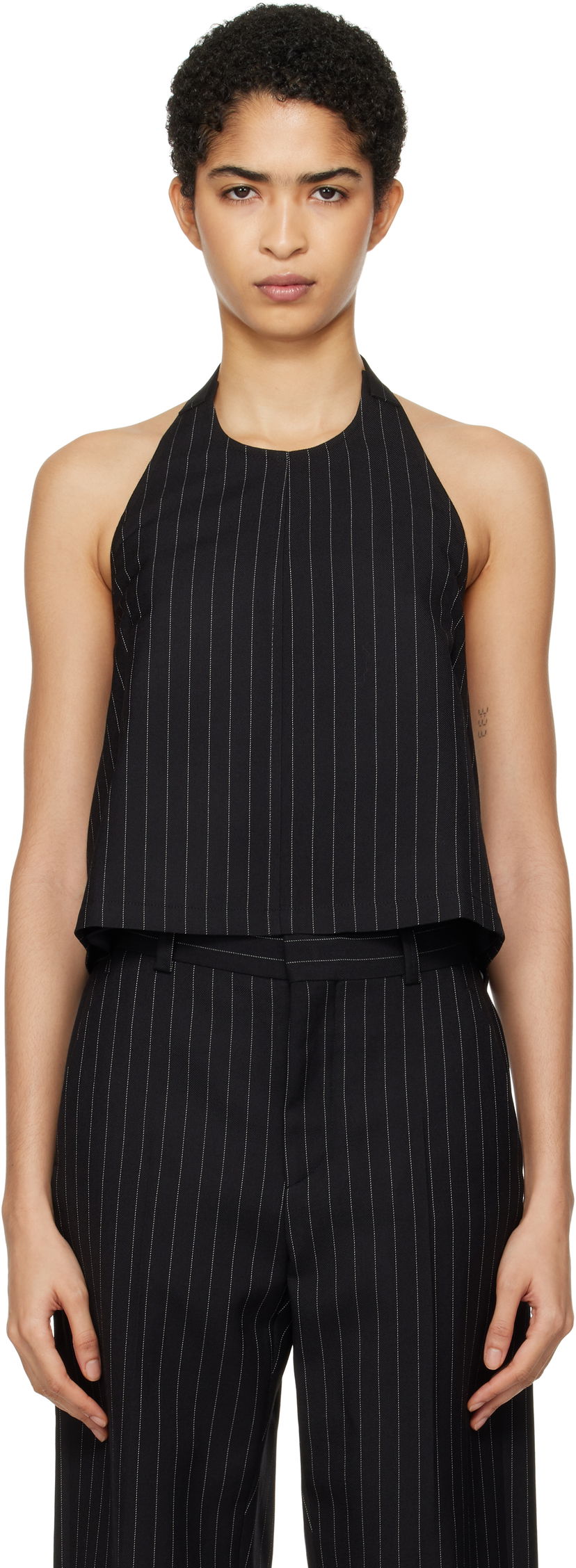Tanktop WARDROBE.NYC Pinstripe Backless Halter Top Sort | W1058F24PS