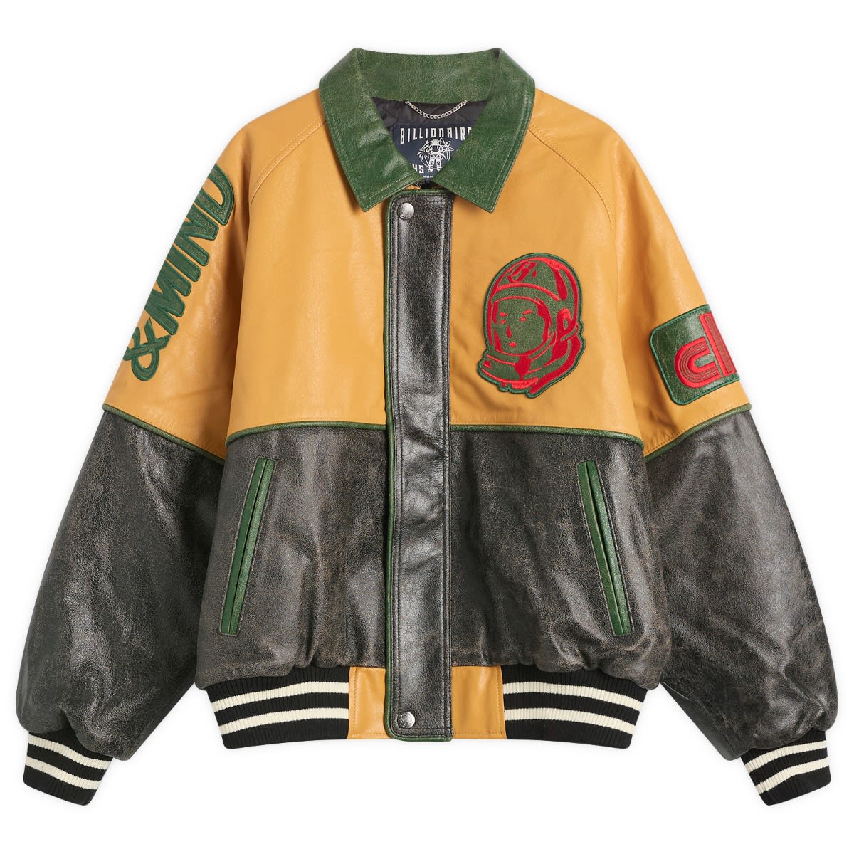 Bomberjakke BILLIONAIRE BOYS CLUB Billionaire Boys Club Cracked Leather Varsity Jacket, Size Medium Flerfarvet | B25303-MUL, 0