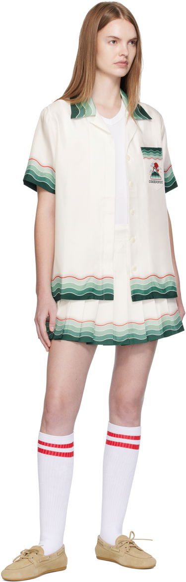 Skjorte Casablanca Casablanca Montagne Ondulee Silk Short Sleeve Shirt Hvid | WPF25-SH-200-05, 3