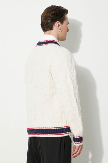Sweater BAPE A Bathing Ape College Badges Knit Cardigan Hvid | 1J80120051, 2