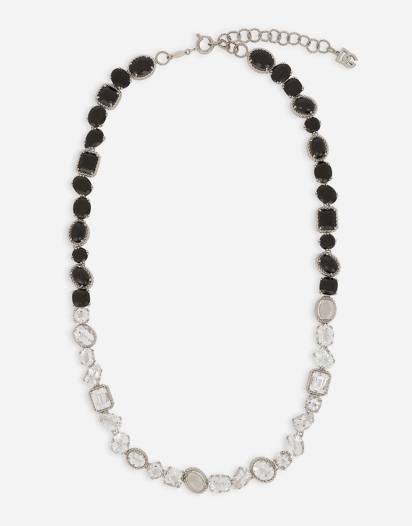 Halskæde Dolce & Gabbana 18K White Gold Necklace with Black and Clear Crystals Sort | WNQA2GWTSQS80001