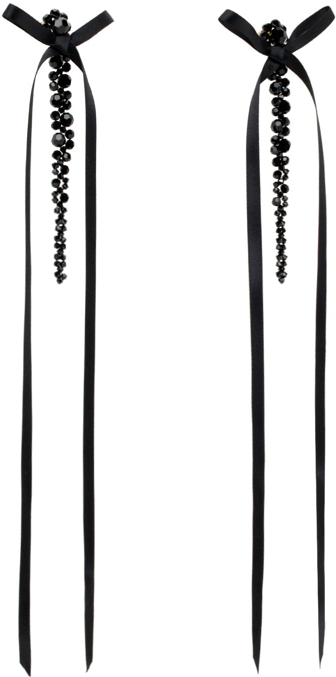 Øreringe Simone Rocha Simone Rocha Bow Ribbon Drip Earrings Sort | ERG410 0903, 1