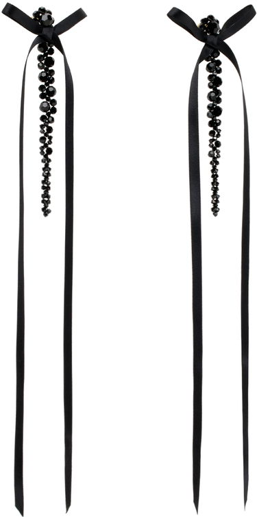 Øreringe Simone Rocha Simone Rocha Bow Ribbon Drip Earrings Sort | ERG410 0903, 1