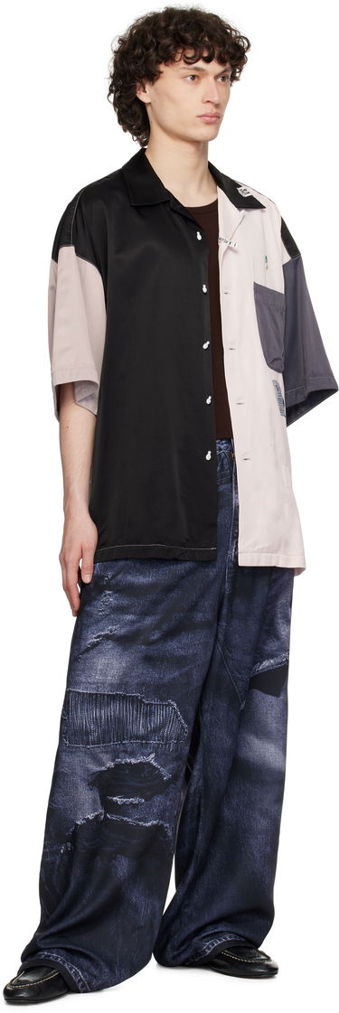 Jeans Maison MIHARA YASUHIRO Maison MIHARA YASUHIRO TALKING ABOUT THE ABSTRACTION Edition Trompe-l'oeil Wide Leg Trousers Blå | C14PT404, 3