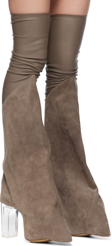 Kjole Rick Owens Rick Owens Hollywood Taco Kiss Suede Tall Boots Grå | RO01E7843 LSLVS0, 3