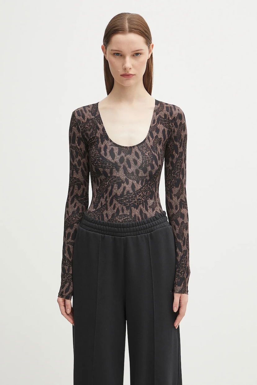 Krop Fiorucci Fiorucci Banimalier Print Scoop Neck Bodysuit Brun | W02FPTBO225LY01BR01