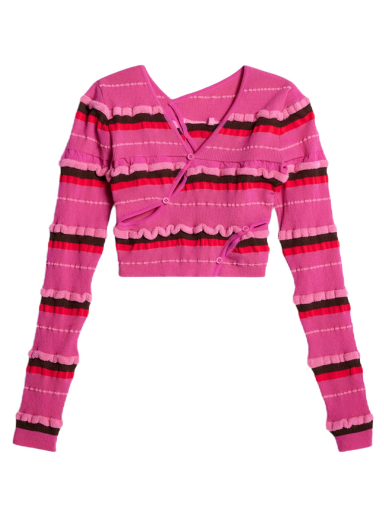 Sweater Jacquemus Le Tordu Asymmetric Cropped Cardigan Lyserød | 231KN128-2282-450
