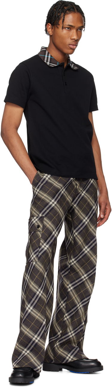 Polo skjorte Burberry Burberry Cotton Polo with Plaid Collar Sort | 8103865, 3