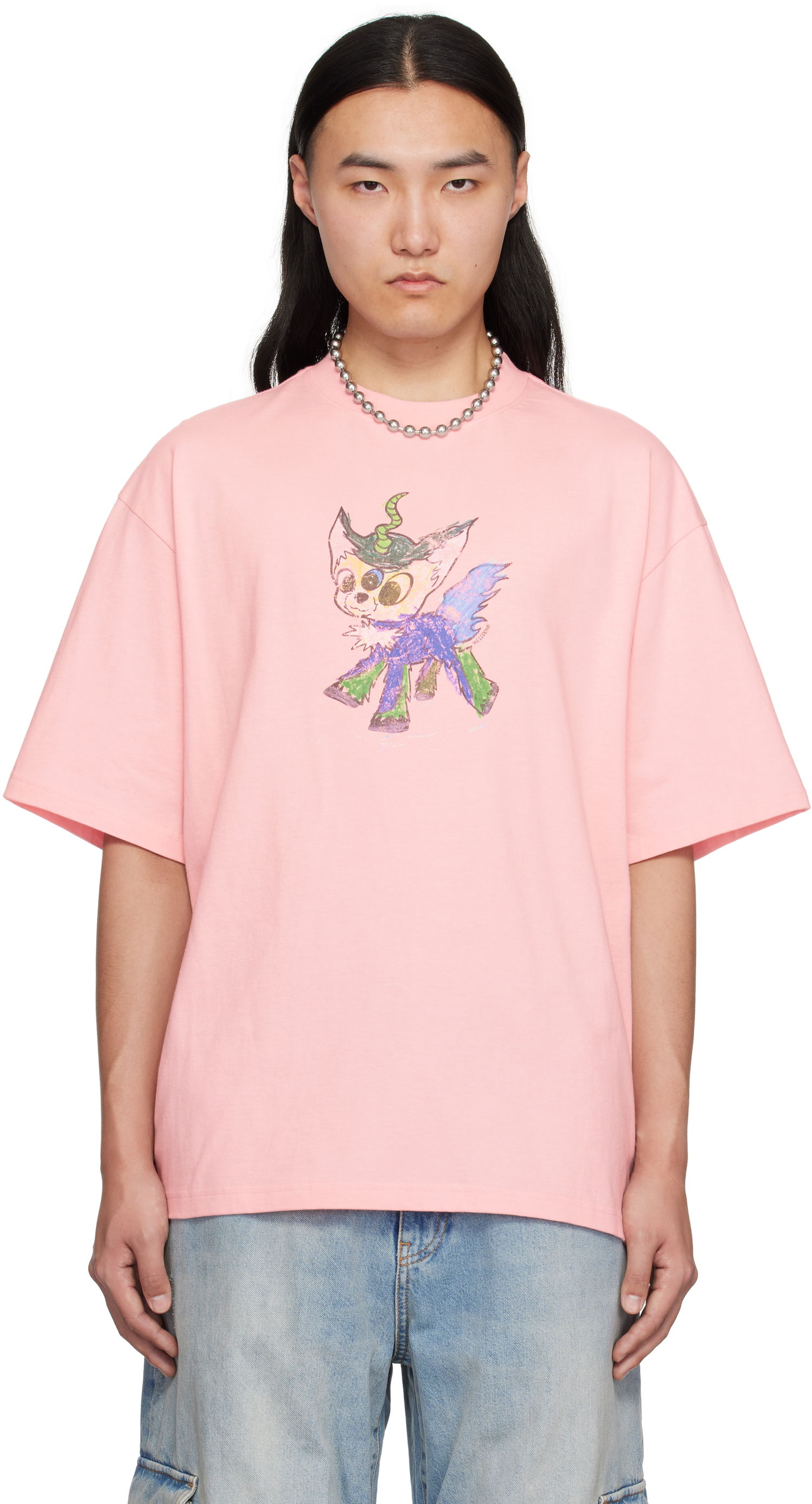 T-shirt We11done We11done Jeff Monster Drawing T-Shirt Lyserød | WD-TT0-25-744-U-PK, 0