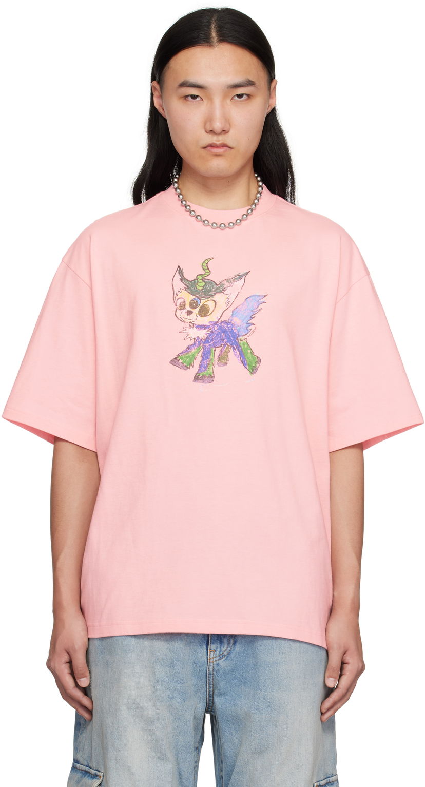T-shirt We11done We11done Jeff Monster Drawing T-Shirt Lyserød | WD-TT0-25-744-U-PK