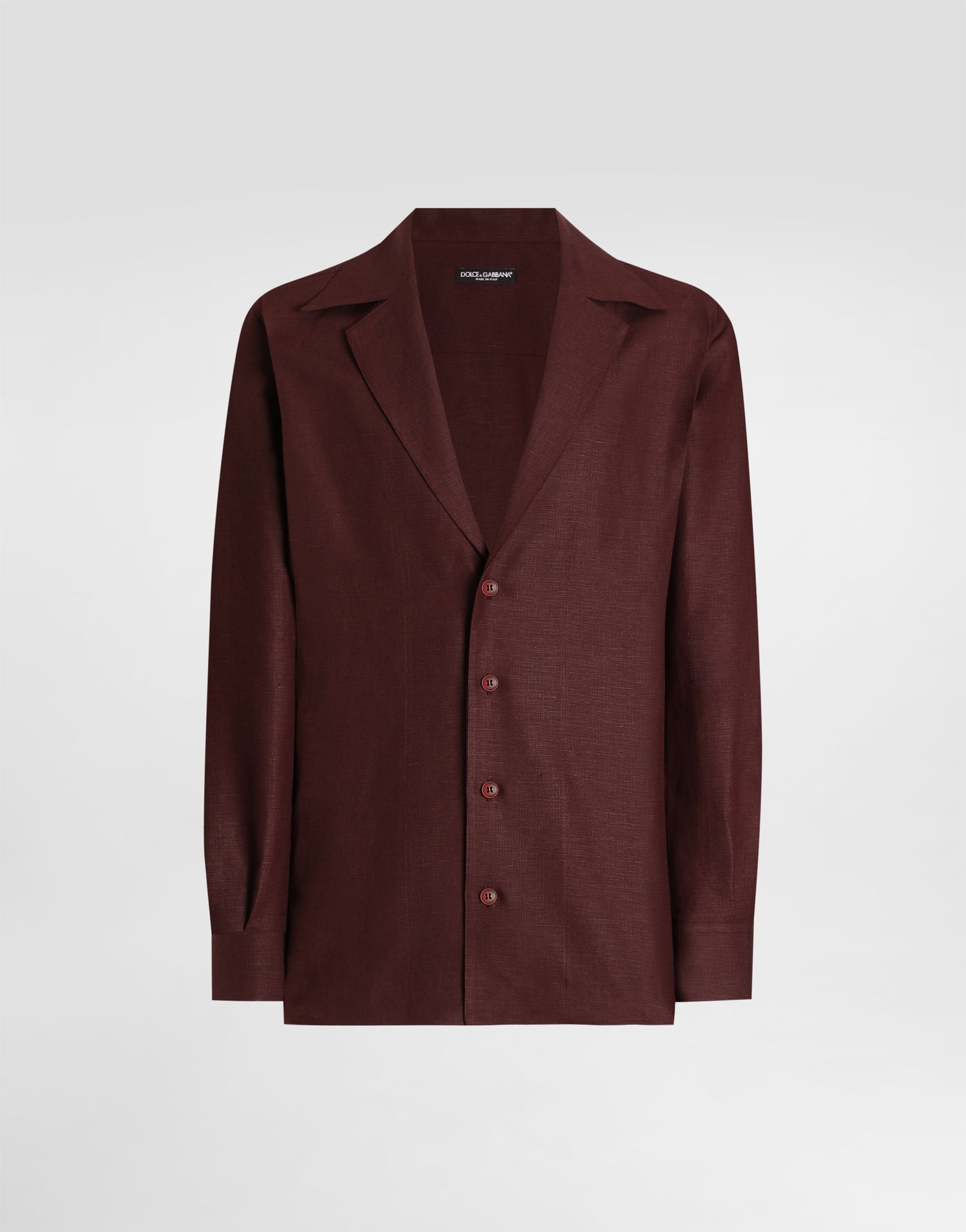 Skjorte Dolce & Gabbana Dolce & Gabbana Men's Linen Long Sleeve V-Neck Shirt Bourgogne | G5MX5TFU4MCM5039, 0