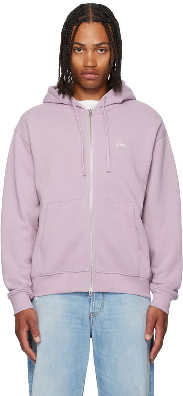 Sweatshirt Dime Cursive Small Logo Zip Hoodie Lilla | DIMESU2549MAU, 0