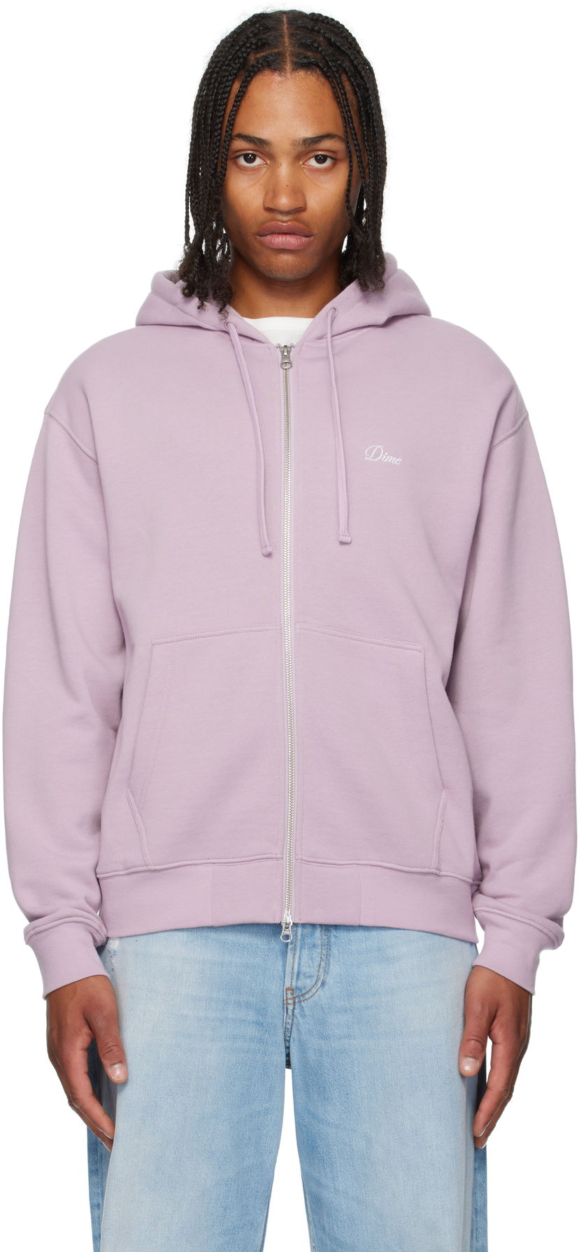 Sweatshirt Dime Cursive Small Logo Zip Hoodie Lilla | DIMESU2549MAU
